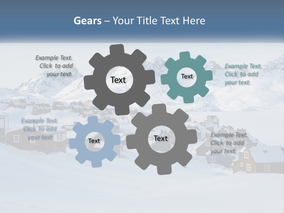 A Snowy Town With Mountains In The Background PowerPoint Template