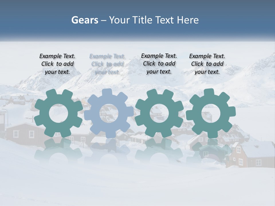 A Snowy Town With Mountains In The Background PowerPoint Template