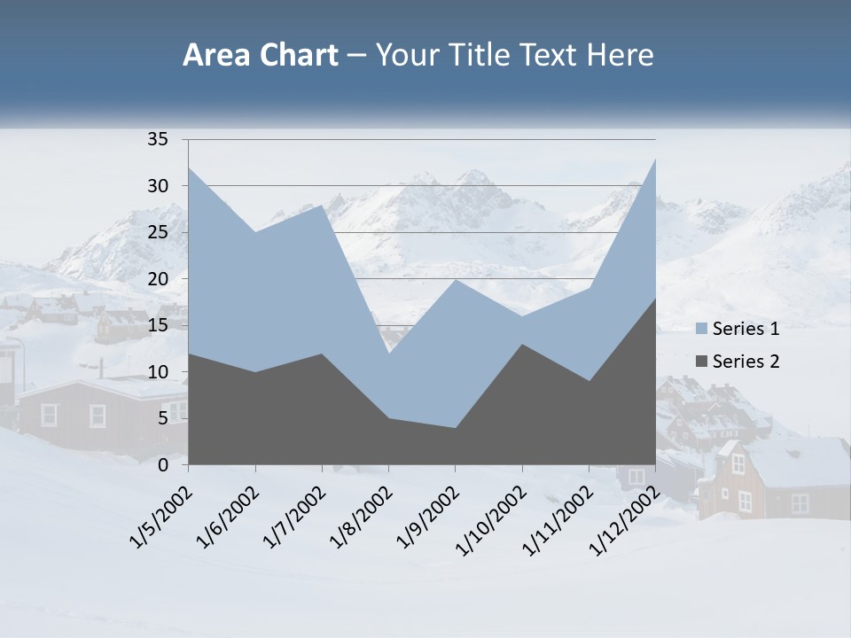 A Snowy Town With Mountains In The Background PowerPoint Template