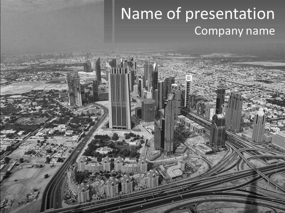 A Black And White Photo Of A City PowerPoint Template
