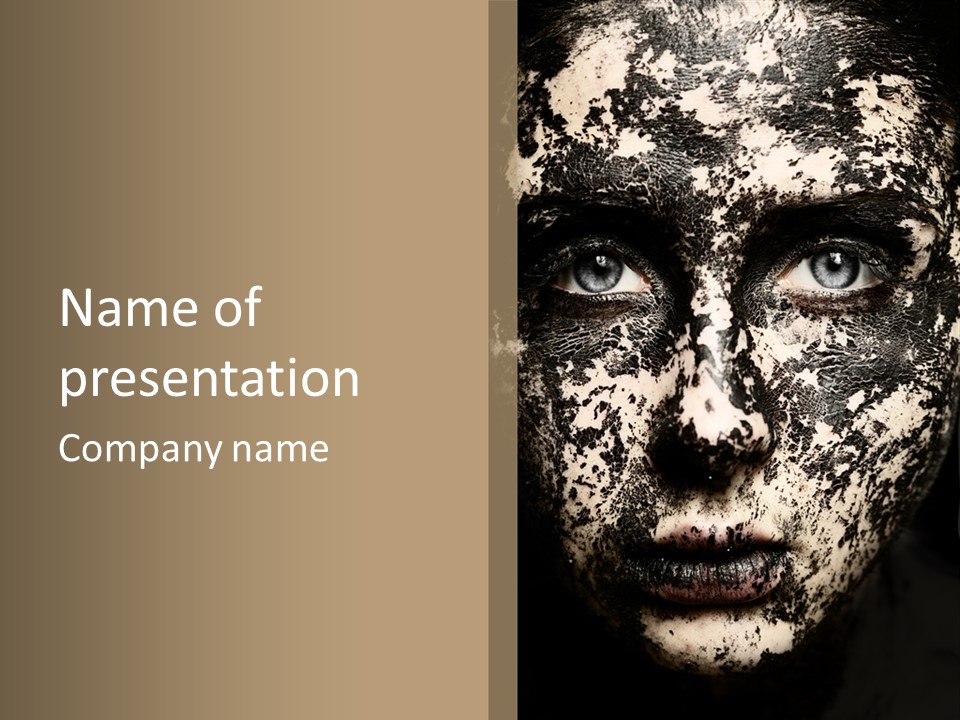 A Woman With Black And White Paint On Her Face PowerPoint Template