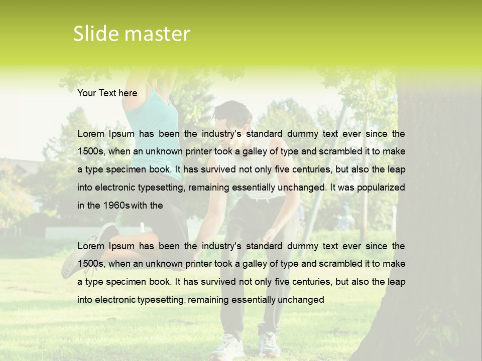 A Man And A Woman Playing With A Ball In A Park PowerPoint Template