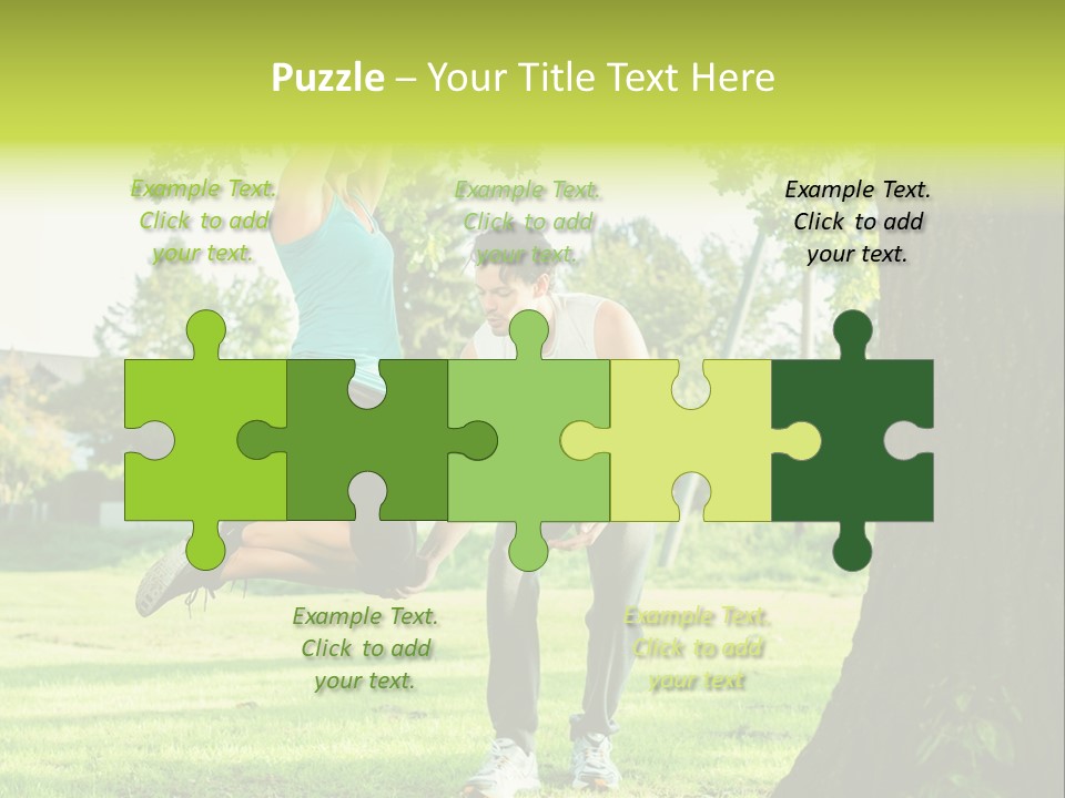 A Man And A Woman Playing With A Ball In A Park PowerPoint Template