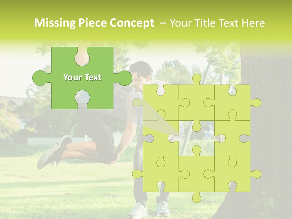 A Man And A Woman Playing With A Ball In A Park PowerPoint Template