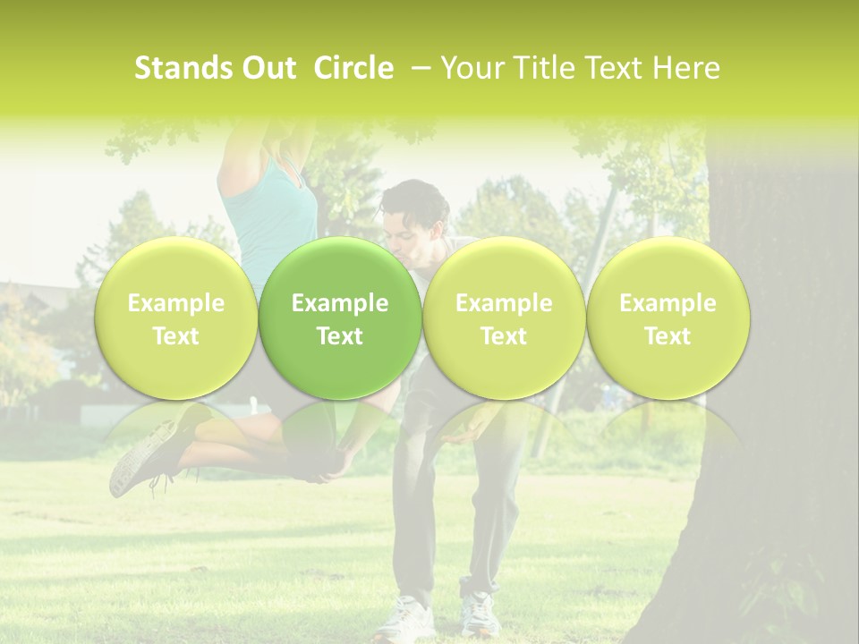 A Man And A Woman Playing With A Ball In A Park PowerPoint Template