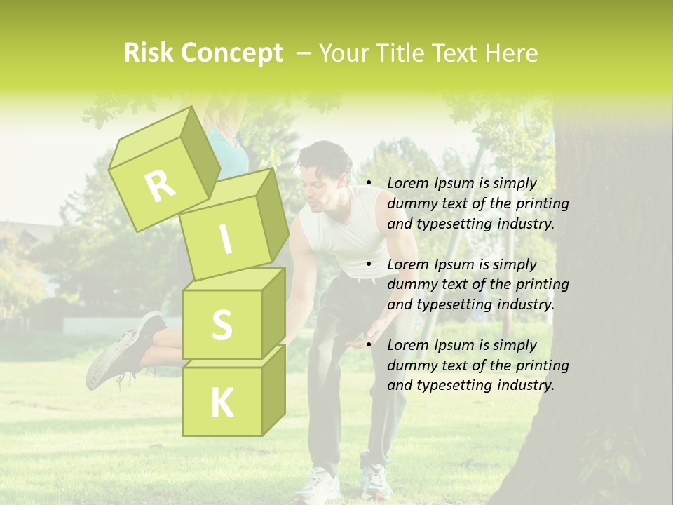 A Man And A Woman Playing With A Ball In A Park PowerPoint Template