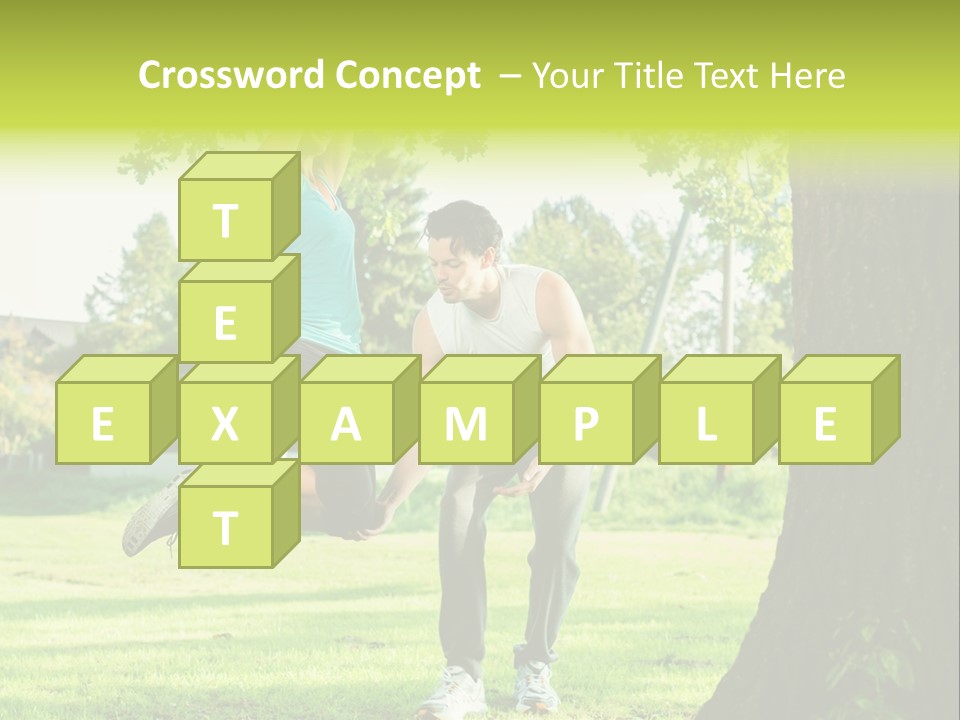 A Man And A Woman Playing With A Ball In A Park PowerPoint Template