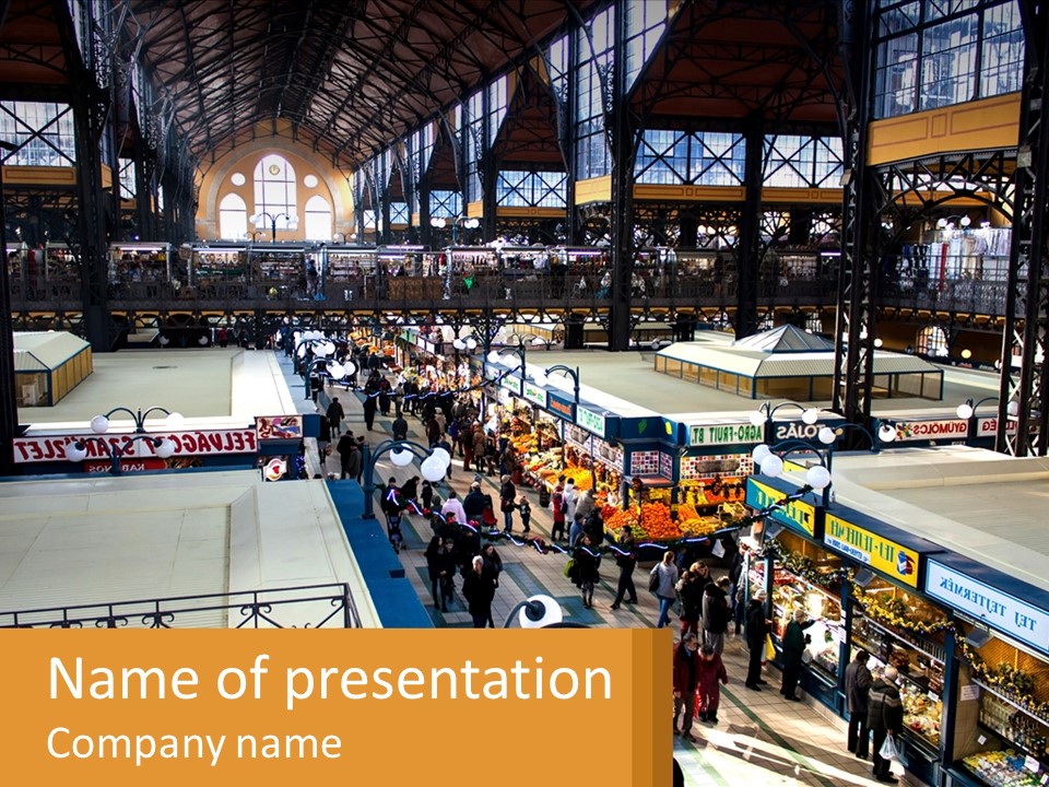 A Group Of People Walking Around A Train Station PowerPoint Template