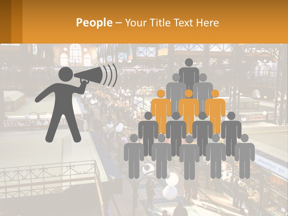 A Group Of People Walking Around A Train Station PowerPoint Template