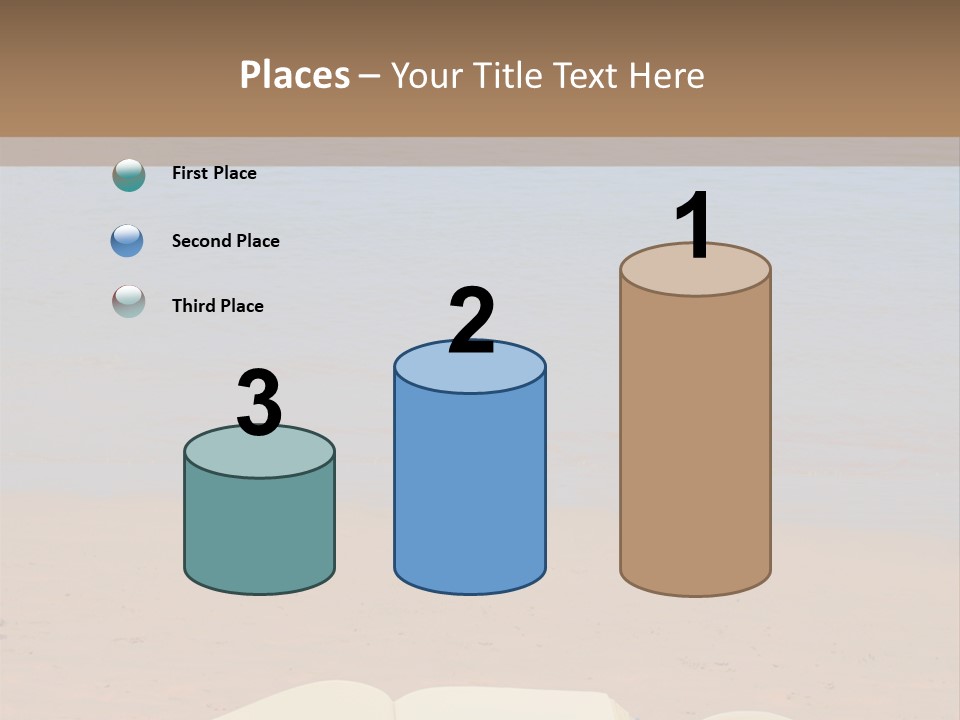 An Open Book And Seashell On A Sandy Beach PowerPoint Template