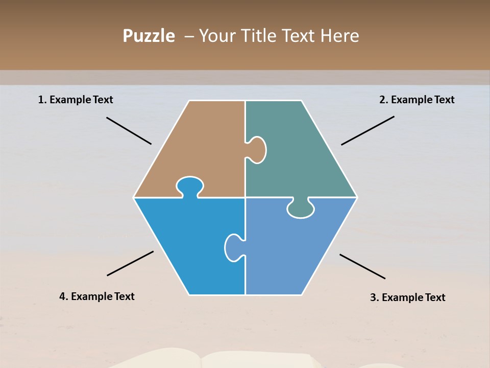 An Open Book And Seashell On A Sandy Beach PowerPoint Template