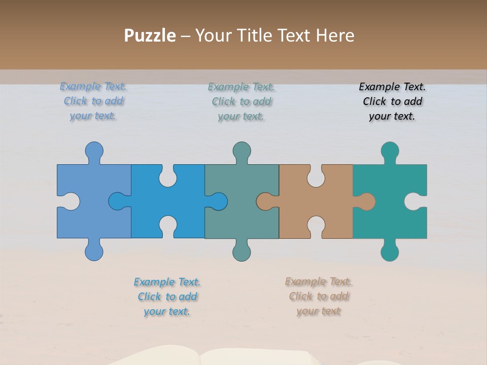 An Open Book And Seashell On A Sandy Beach PowerPoint Template