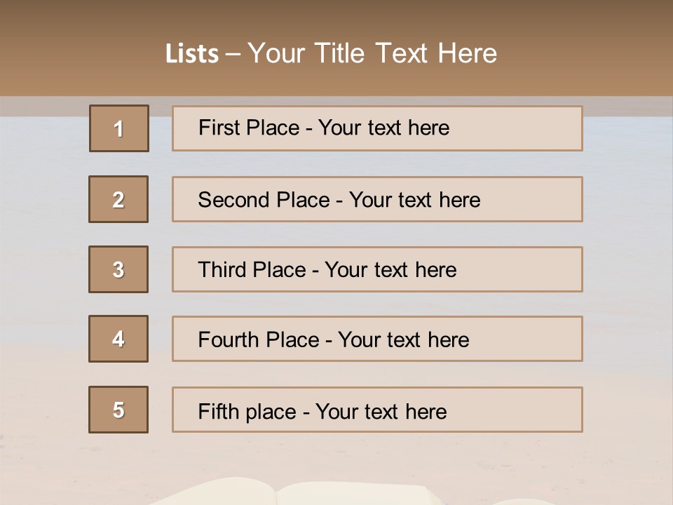 An Open Book And Seashell On A Sandy Beach PowerPoint Template
