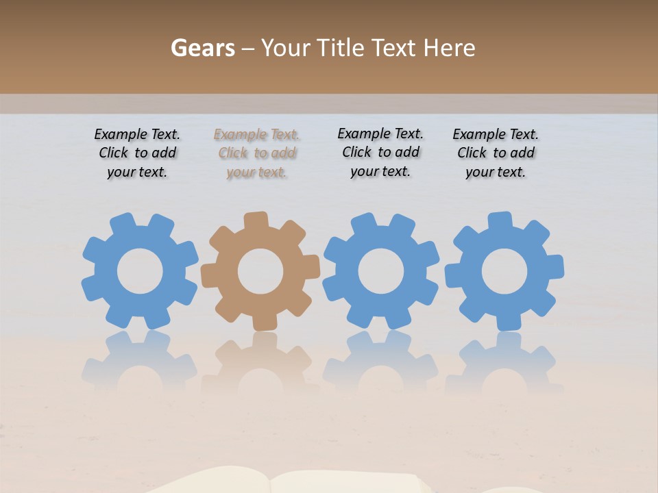 An Open Book And Seashell On A Sandy Beach PowerPoint Template