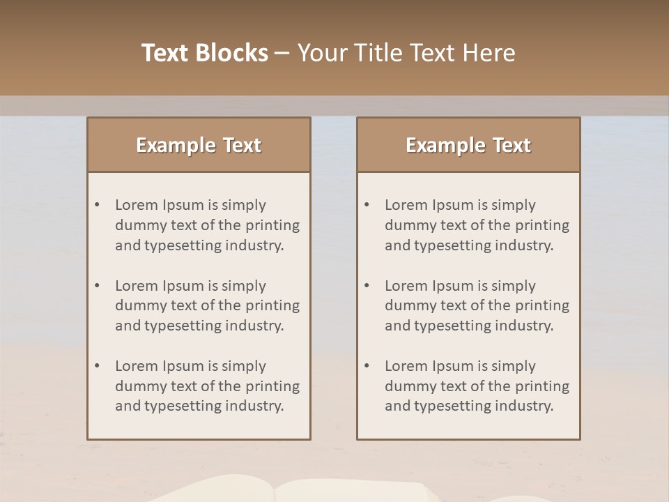 An Open Book And Seashell On A Sandy Beach PowerPoint Template
