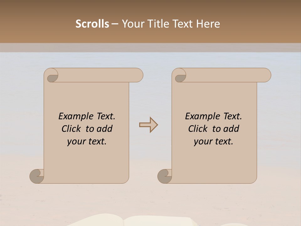 An Open Book And Seashell On A Sandy Beach PowerPoint Template