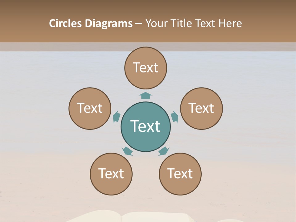 An Open Book And Seashell On A Sandy Beach PowerPoint Template