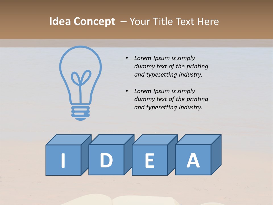 An Open Book And Seashell On A Sandy Beach PowerPoint Template