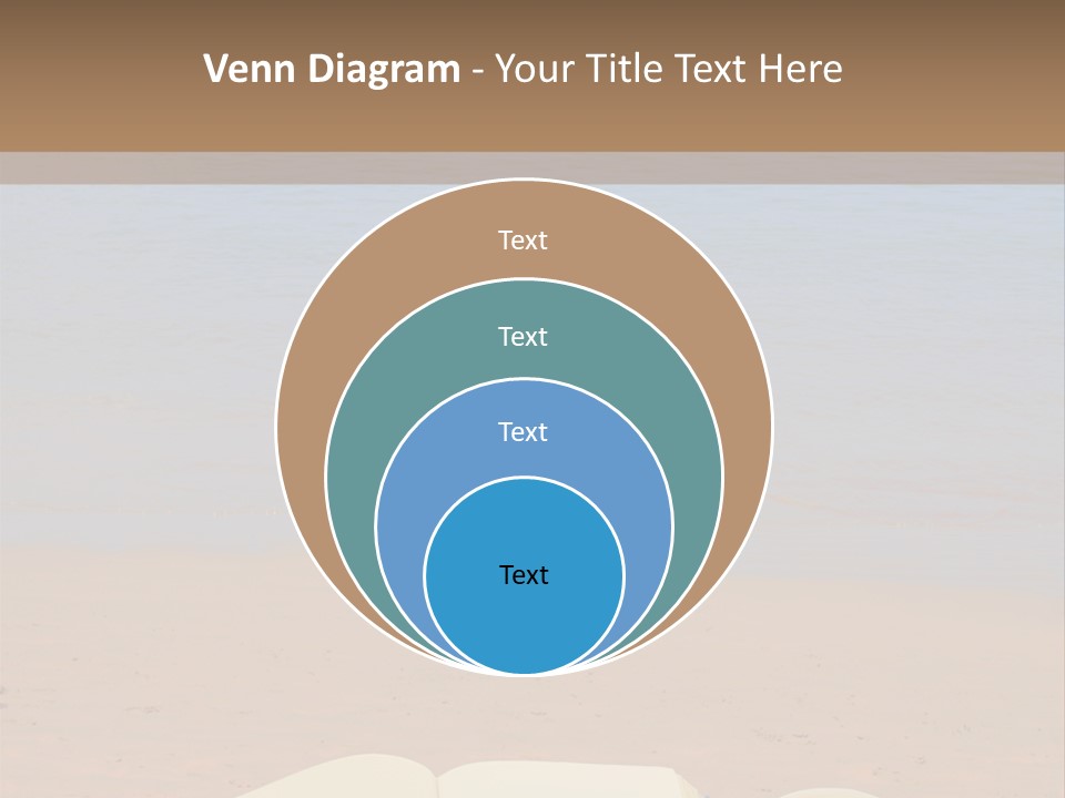 An Open Book And Seashell On A Sandy Beach PowerPoint Template