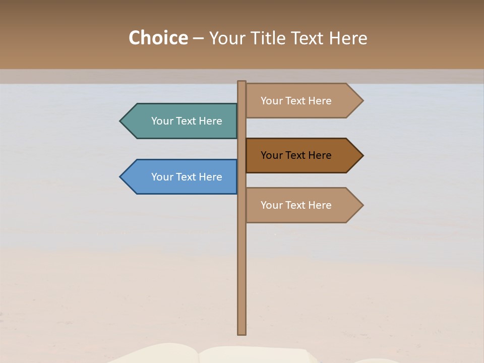 An Open Book And Seashell On A Sandy Beach PowerPoint Template