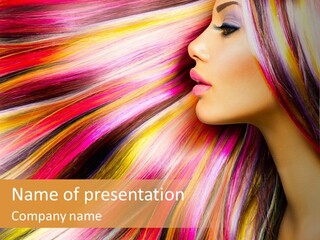 A Beautiful Woman With Colorful Hair Powerpoint Template PowerPoint Template