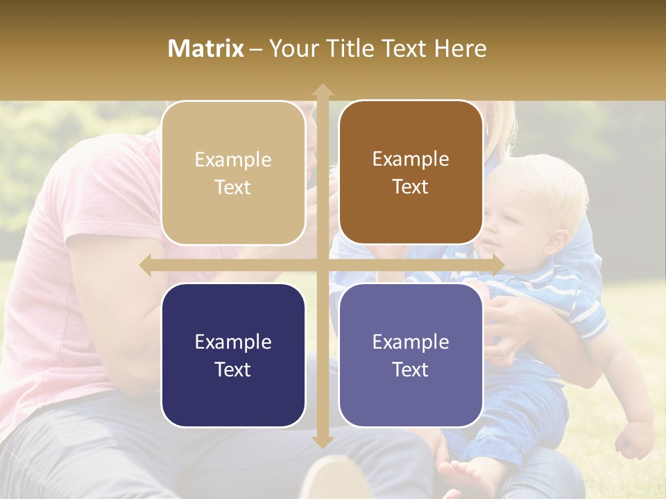 A Man And A Woman Are Sitting On The Grass With A Baby PowerPoint Template