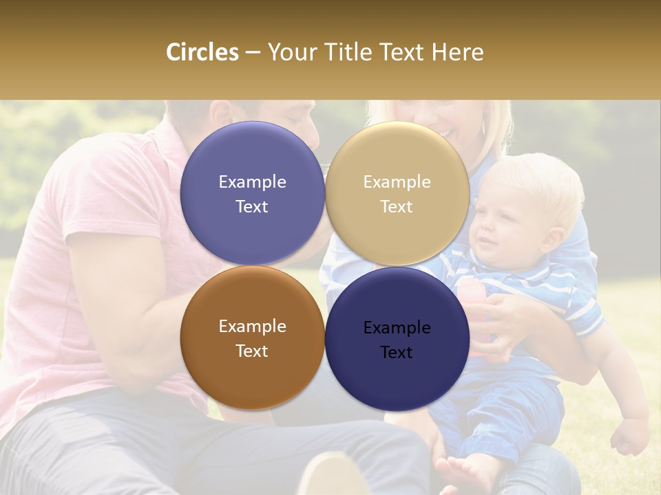 A Man And A Woman Are Sitting On The Grass With A Baby PowerPoint Template