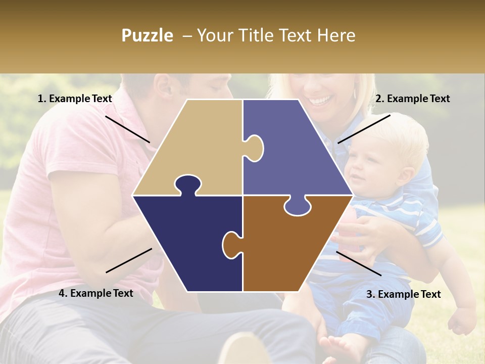 A Man And A Woman Are Sitting On The Grass With A Baby PowerPoint Template