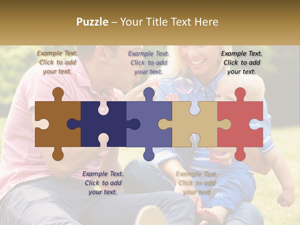 A Man And A Woman Are Sitting On The Grass With A Baby PowerPoint Template