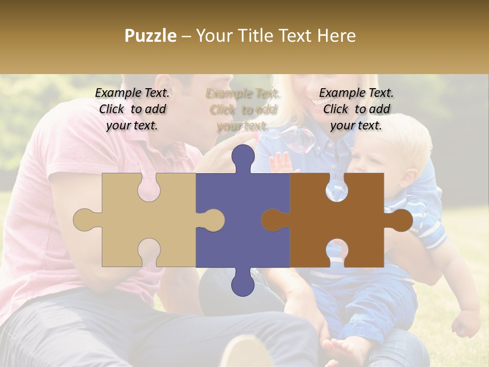 A Man And A Woman Are Sitting On The Grass With A Baby PowerPoint Template