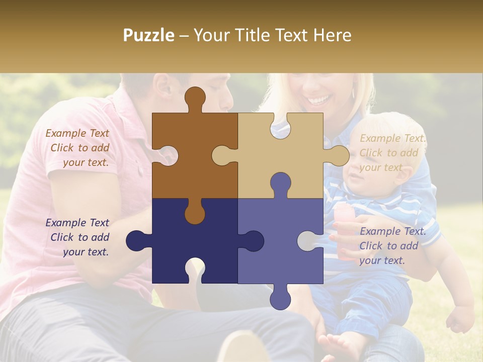 A Man And A Woman Are Sitting On The Grass With A Baby PowerPoint Template