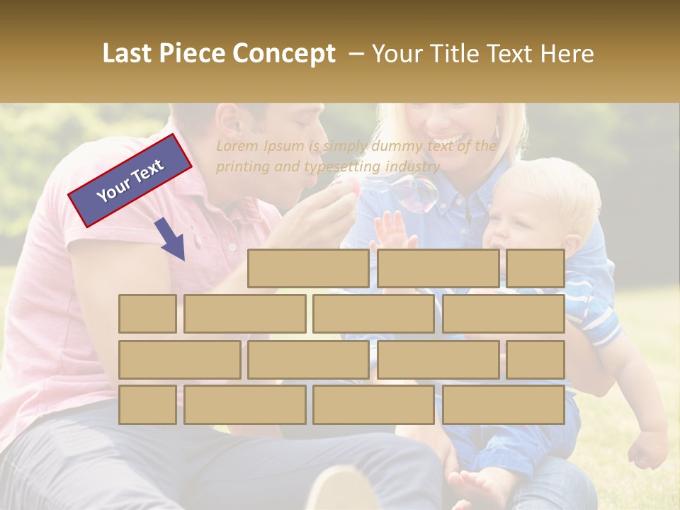 A Man And A Woman Are Sitting On The Grass With A Baby PowerPoint Template