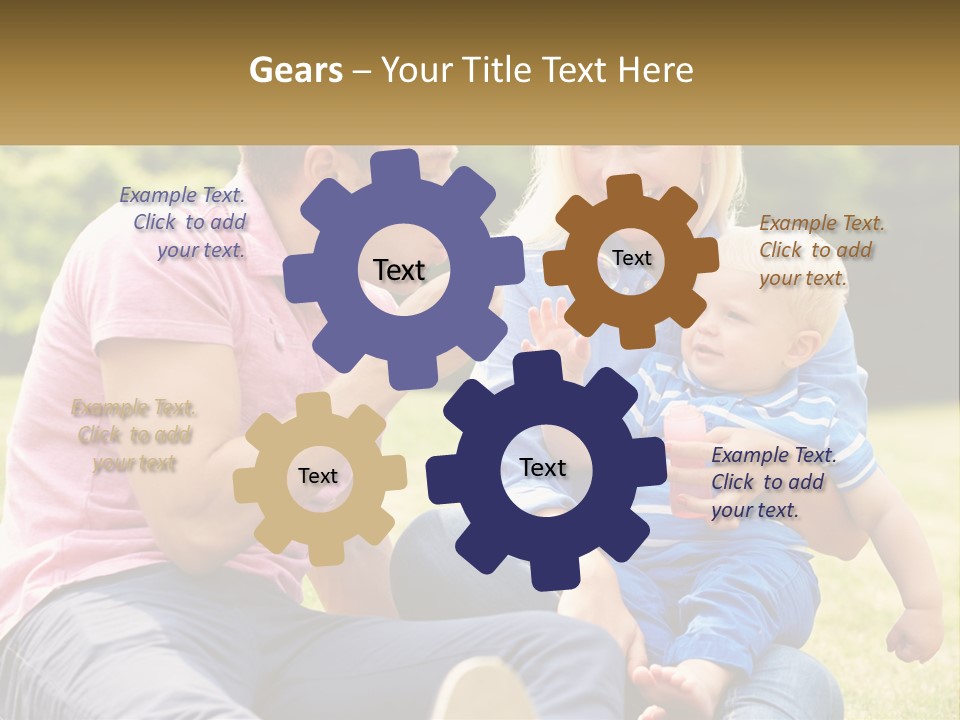 A Man And A Woman Are Sitting On The Grass With A Baby PowerPoint Template