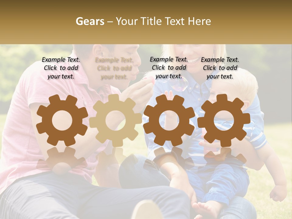 A Man And A Woman Are Sitting On The Grass With A Baby PowerPoint Template