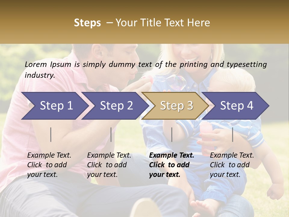 A Man And A Woman Are Sitting On The Grass With A Baby PowerPoint Template