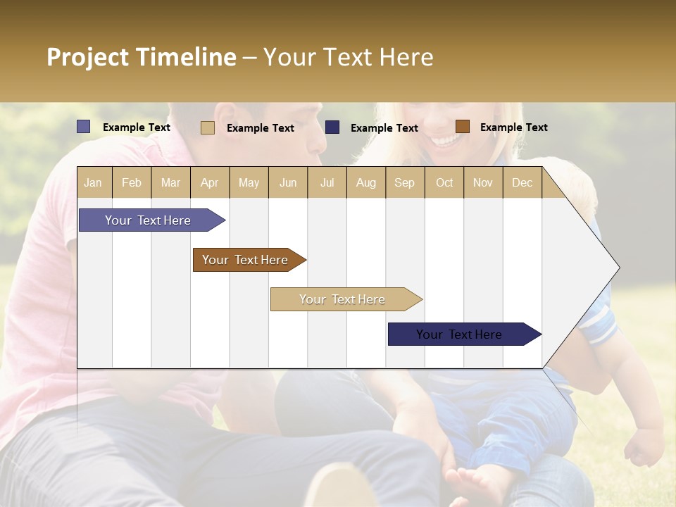 A Man And A Woman Are Sitting On The Grass With A Baby PowerPoint Template