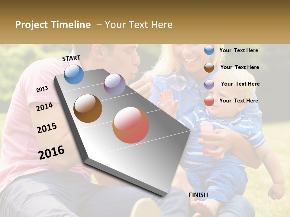 A Man And A Woman Are Sitting On The Grass With A Baby PowerPoint Template