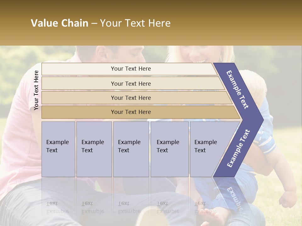 A Man And A Woman Are Sitting On The Grass With A Baby PowerPoint Template