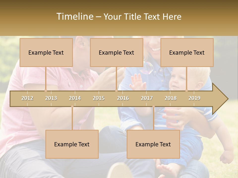 A Man And A Woman Are Sitting On The Grass With A Baby PowerPoint Template