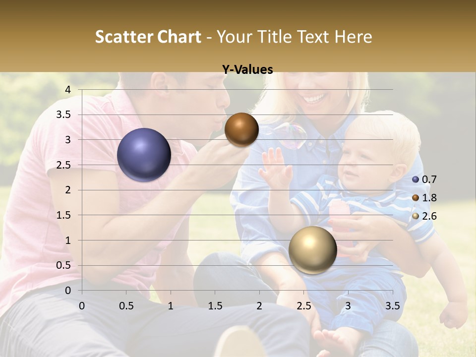A Man And A Woman Are Sitting On The Grass With A Baby PowerPoint Template