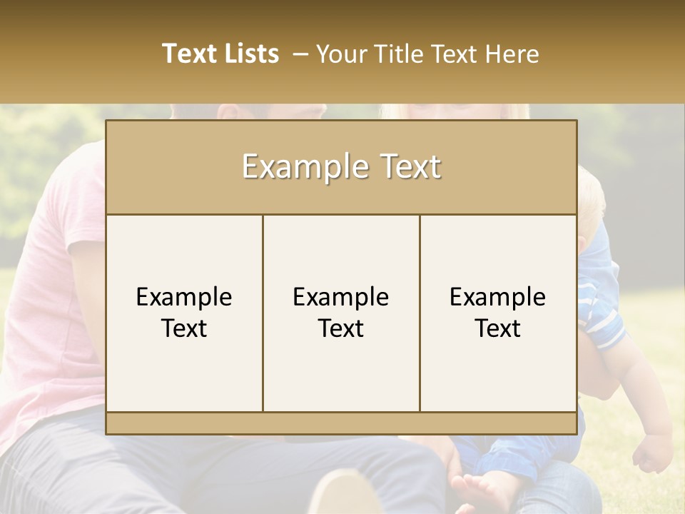 A Man And A Woman Are Sitting On The Grass With A Baby PowerPoint Template