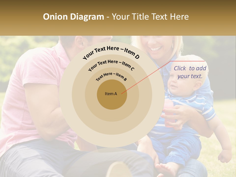 A Man And A Woman Are Sitting On The Grass With A Baby PowerPoint Template