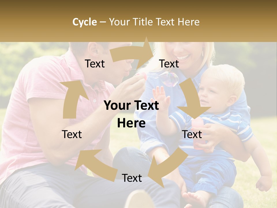 A Man And A Woman Are Sitting On The Grass With A Baby PowerPoint Template