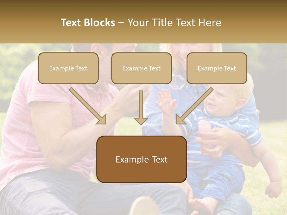 A Man And A Woman Are Sitting On The Grass With A Baby PowerPoint Template