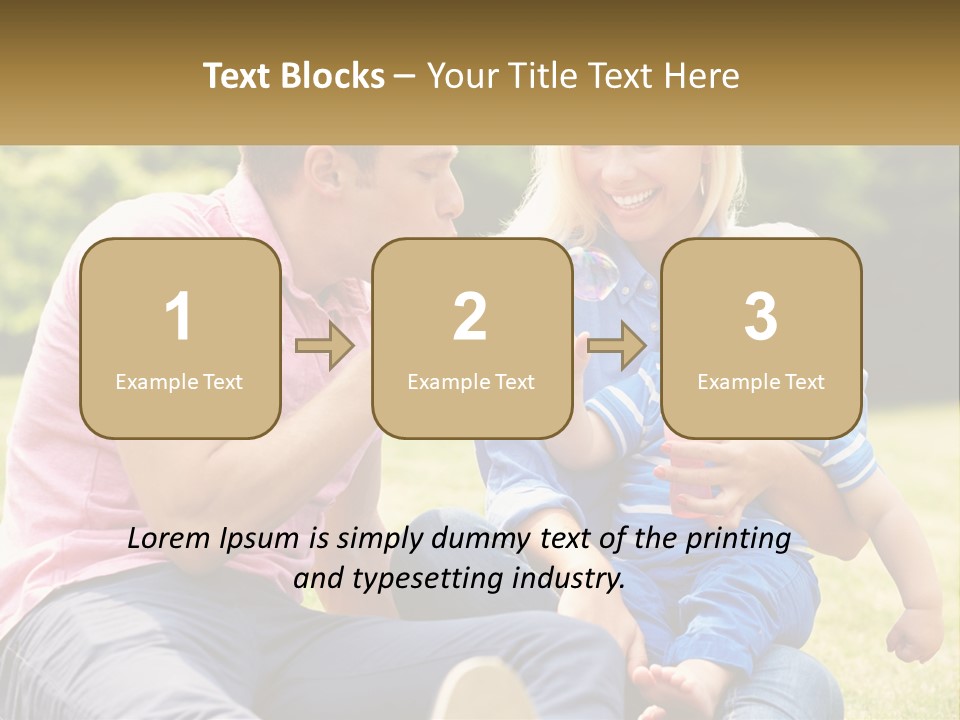 A Man And A Woman Are Sitting On The Grass With A Baby PowerPoint Template