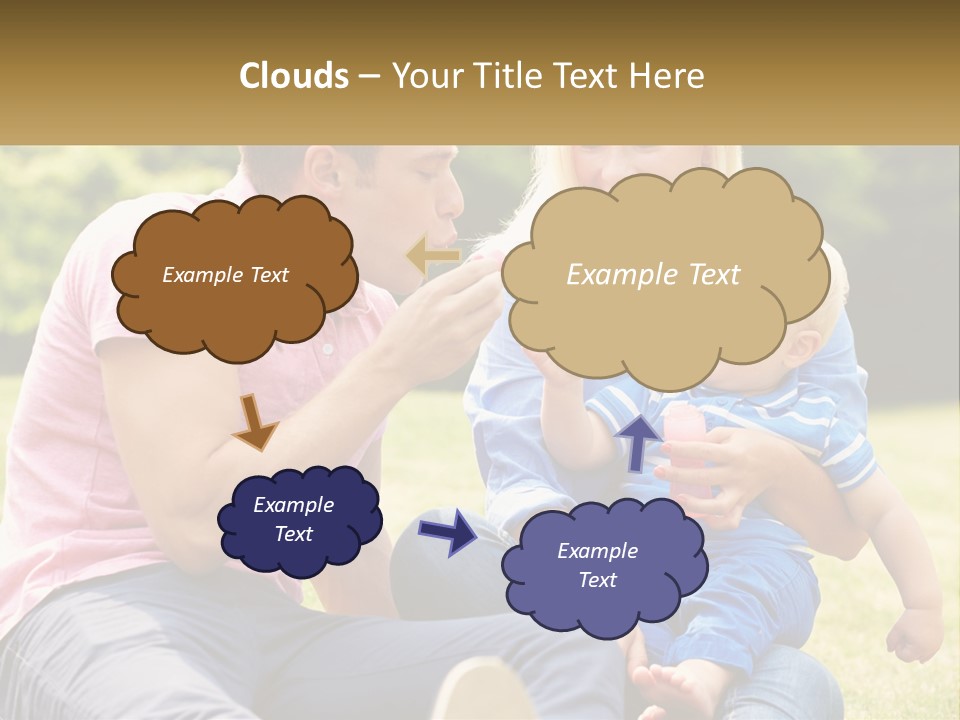 A Man And A Woman Are Sitting On The Grass With A Baby PowerPoint Template