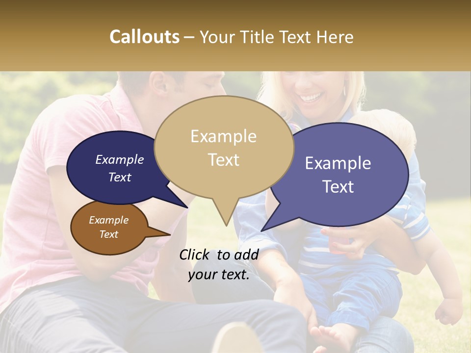 A Man And A Woman Are Sitting On The Grass With A Baby PowerPoint Template