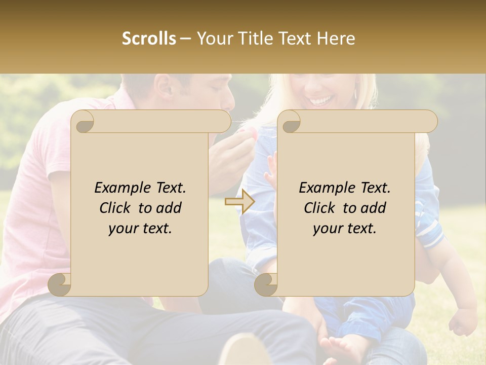 A Man And A Woman Are Sitting On The Grass With A Baby PowerPoint Template