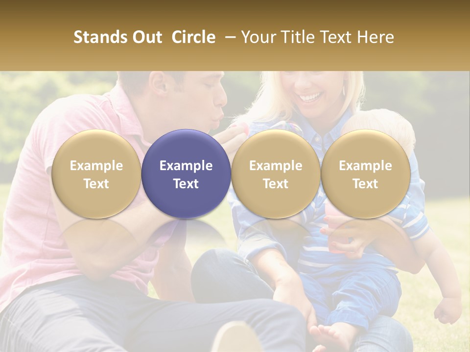 A Man And A Woman Are Sitting On The Grass With A Baby PowerPoint Template