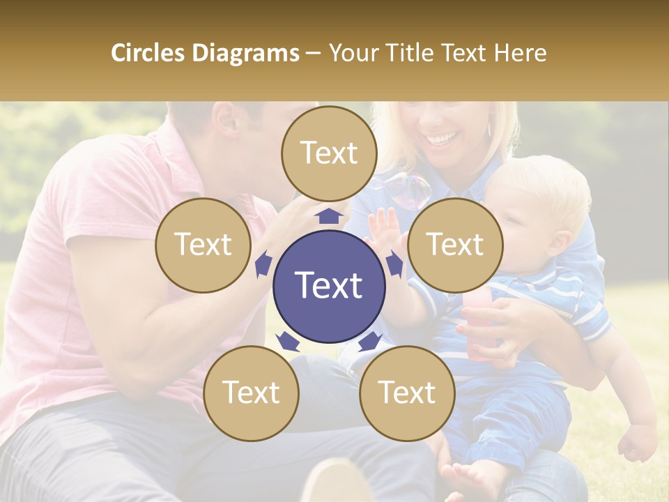 A Man And A Woman Are Sitting On The Grass With A Baby PowerPoint Template